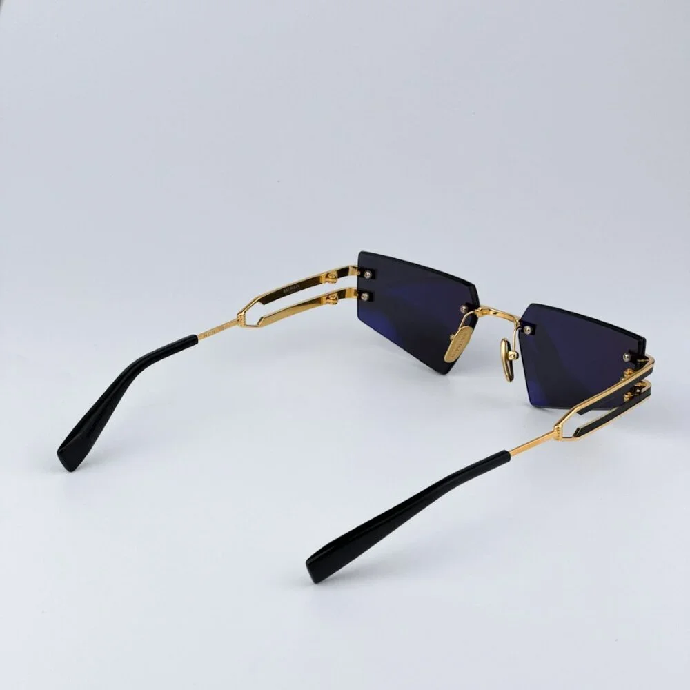 Balmain FIXE BPS-123A-54 Men BRAND NEW Sunglasses Titanium Gold Grey Geometric